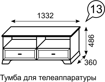 Тумба для телеаппаратуры Венеция 13 бодега